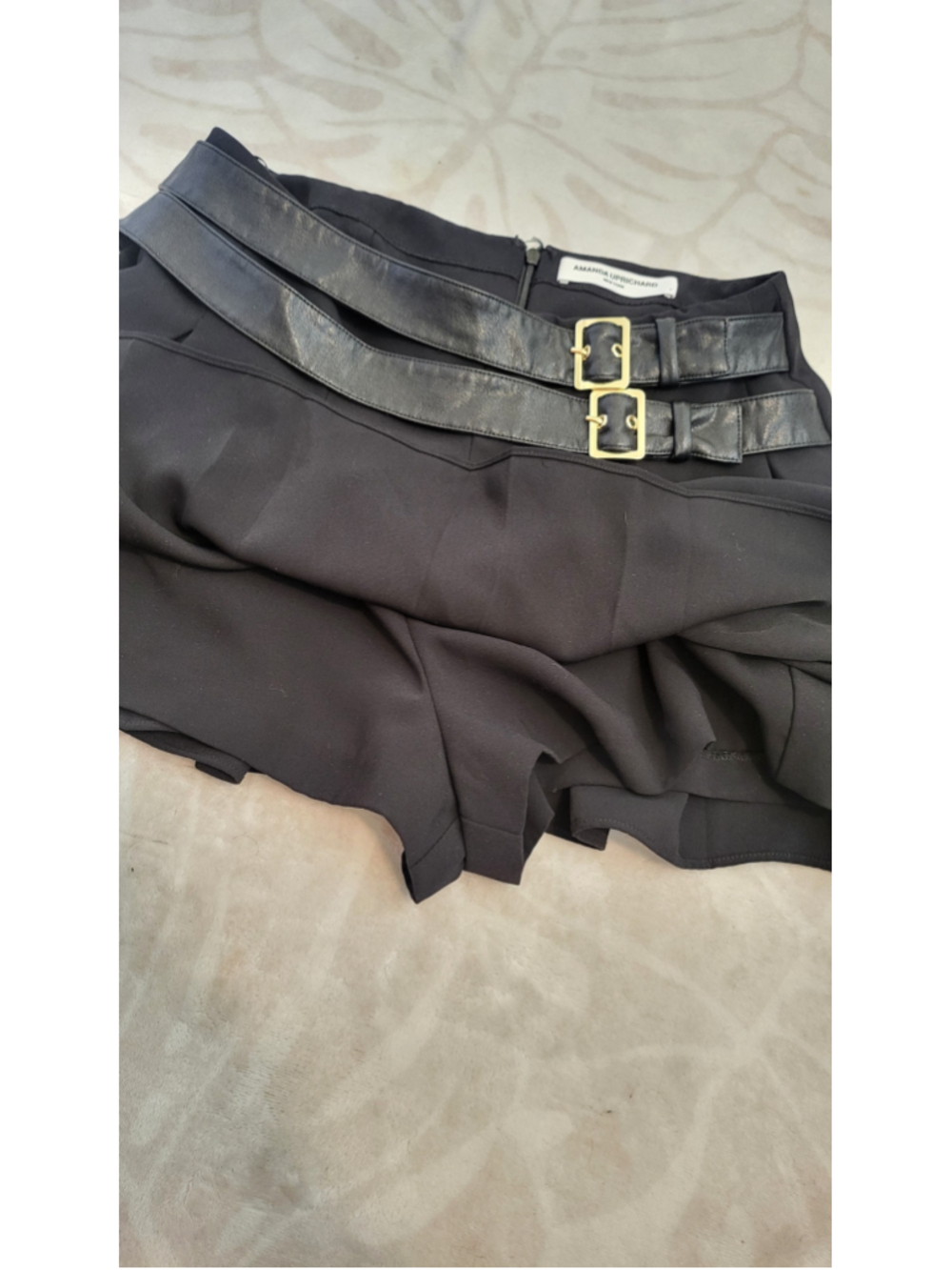 Amanda Uprichard Sanders Belted Black Pleated Mini Skort Size S - Picture 5 of 6